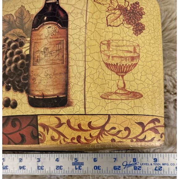 Tuscan Style Wine Bottle & Grapes Vase 10” x 9” Crackle Glaze Ceramic Decor - Picture 4 of 5